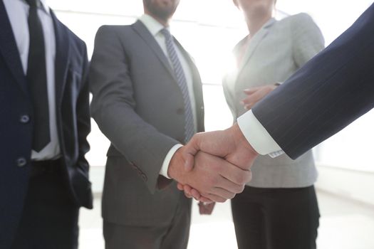 business leader shaking hands with the investor .the concept of partnership