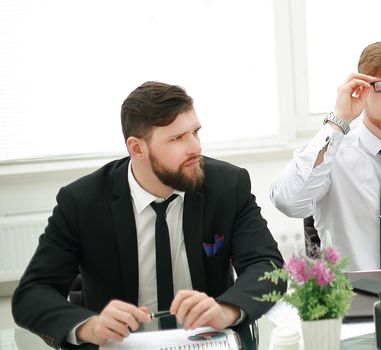 businessman holds a working meeting with the business team.photo with copy space.