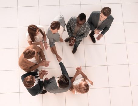 top view. meeting business partners in the office.photo with copy space