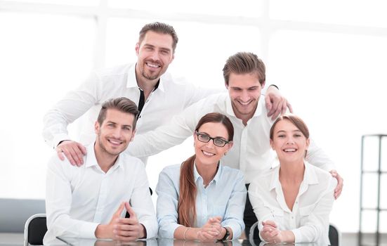 professional business team sitting at the Desk.photo with copy space