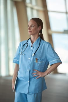 portrait of female doctor with  tablet computer at hospital