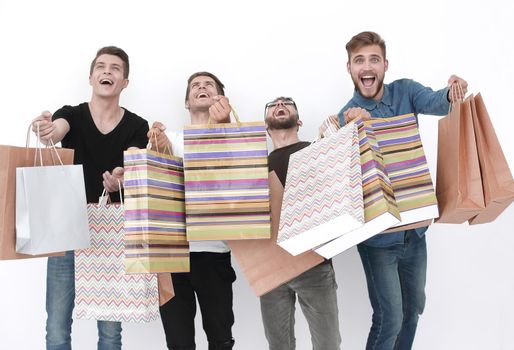 close up. young people with shopping bags
