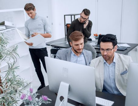 employees in the workplace in the office.photo with copy space