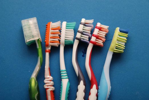 tooth brush on blue background