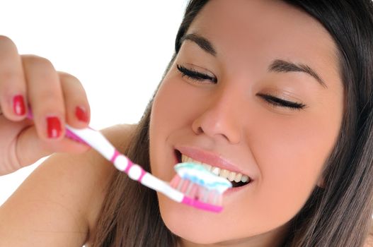 dental care concept with beautiful smilling young  woman and tooth brush