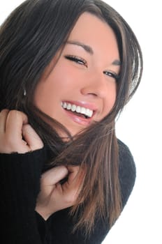 woman portrait isolated one happy smile face 