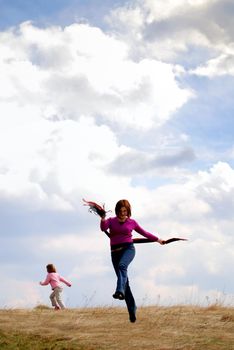 happy girls outside