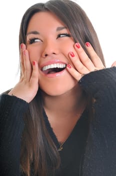 woman portrait isolated one happy smile face 