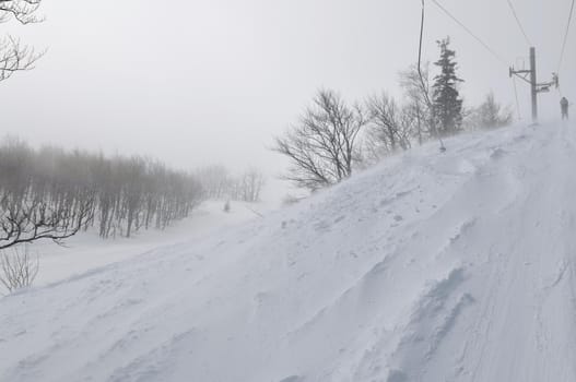 beautiful winter season landscape with ice snow and hard winds