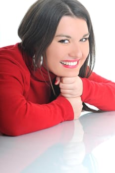 woman portrait isolated one happy smile face 