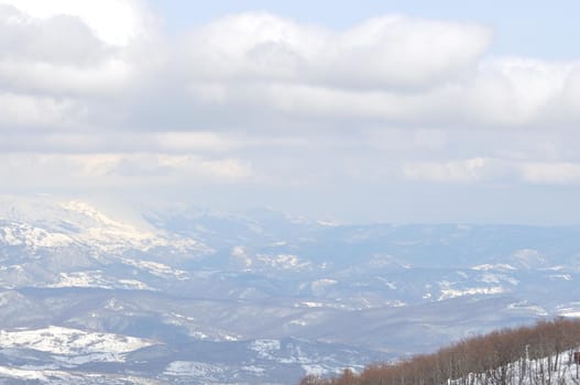 beautiful winter season landscape with ice snow and hard winds