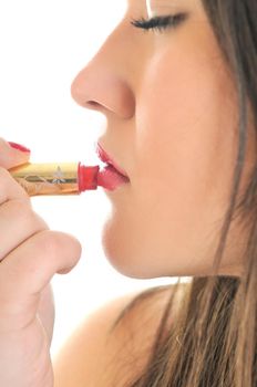 woman lipstick makeup face beauty