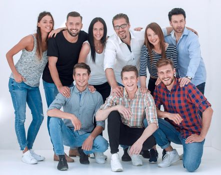 group of creative young people.isolated on light background