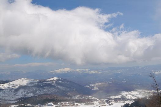 beautiful winter season landscape with ice snow and hard winds