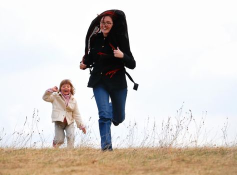 happy girls outside