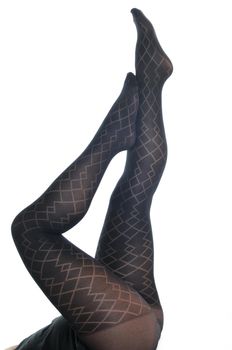 woman  leg with fashion elegant sexy sock isolated on white 