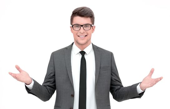 close up.portrait of a friendly businessman.isolated on white background