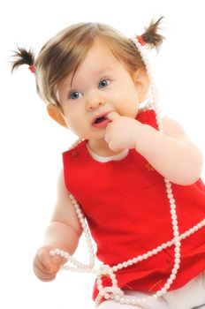 one happy  baby child isolated on white background