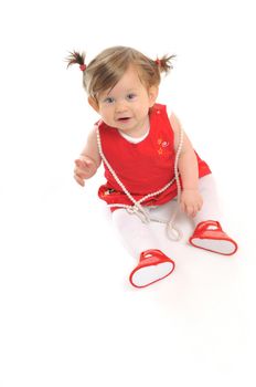 one happy  baby child isolated on white background