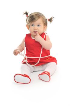 one happy  baby child isolated on white background