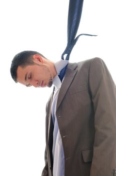 one young business man in suit with tie isolated on white