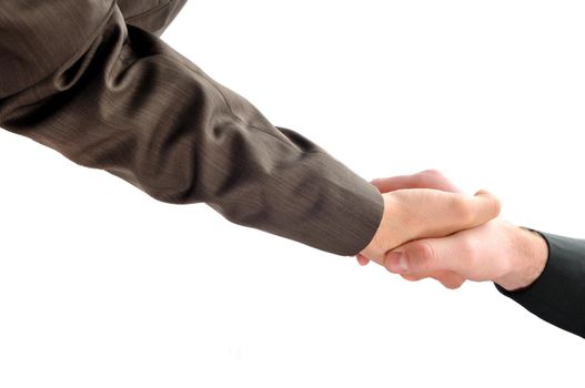 young business man isolated on white hand shake