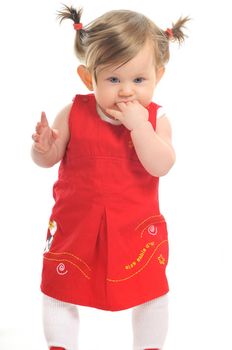 one happy  baby child isolated on white background