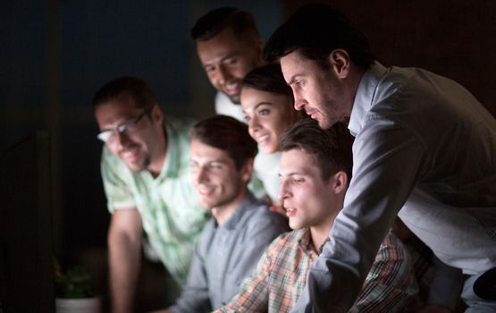 business colleagues looking at the computer screen .photo with copy space