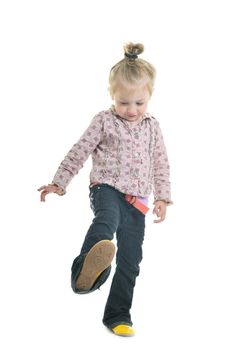 one happy   child isolated on white background