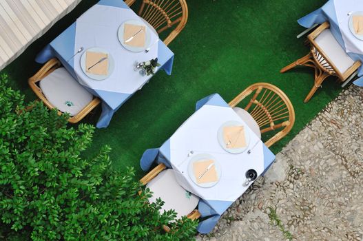 modern restaurant table outdoor at sea 