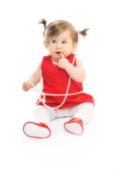 one happy  baby child isolated on white background