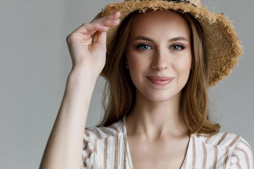 Portrait of a young happy woman indoor. High quality photo