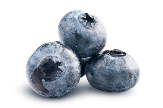 Small heap of blueberries isolated on white background