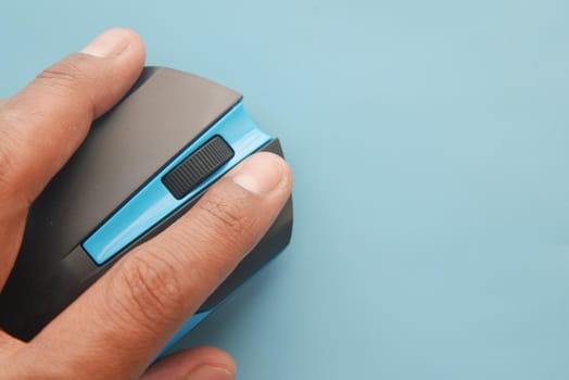 hand with computer mouse, Close up.