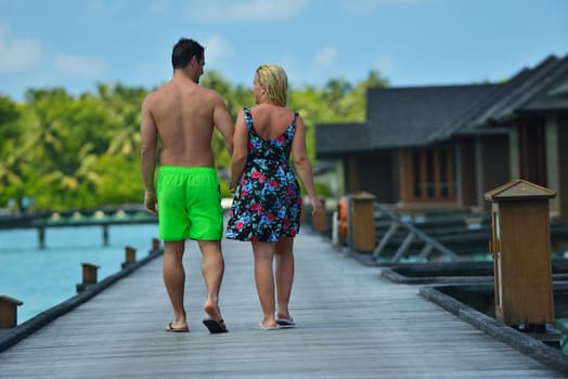 happy young  couple at summer vacation have fun and relax at beautiful sunny  day