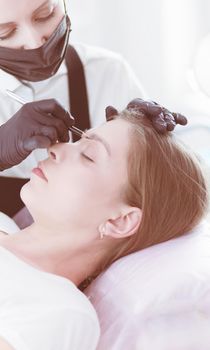 Microblading eyebrows work flow in a beauty salon