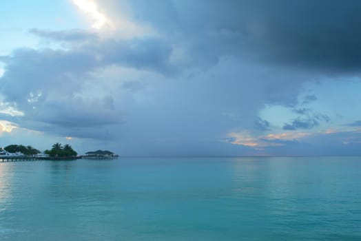 tropical beach nature landscape scene with white sand at summer