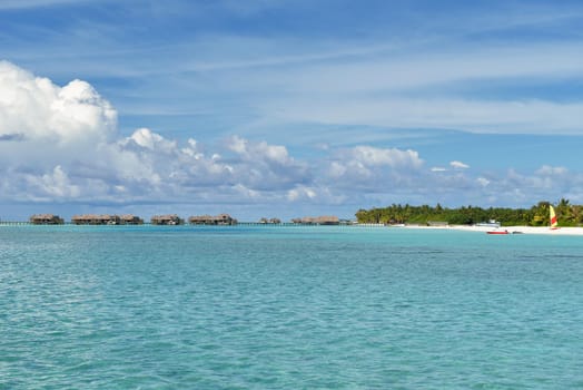 tropical beach nature landscape scene with white sand at summer