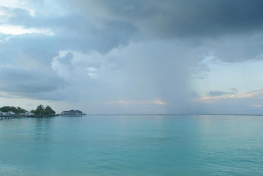 tropical beach nature landscape scene with white sand at summer