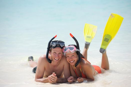 happy young romantic couple in love have fun running and relaxing on beautiful beach