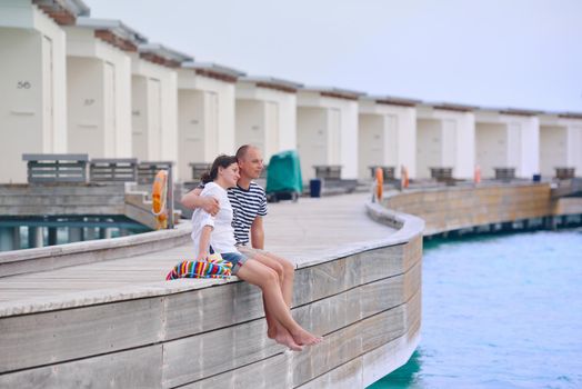 happy young romantic couple in love have fun running and relaxing on beautiful beach