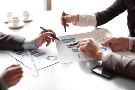 close up. the business team is discussing financial data.business concept