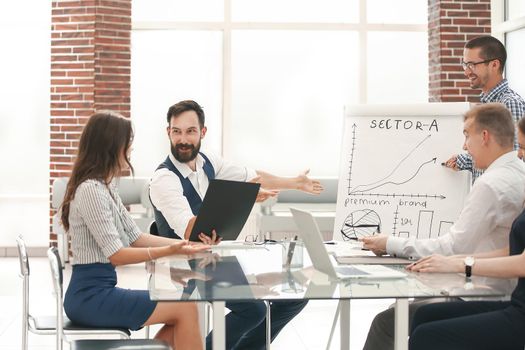 business colleagues discussing ideas for the development of a new business project.photo with copy space.