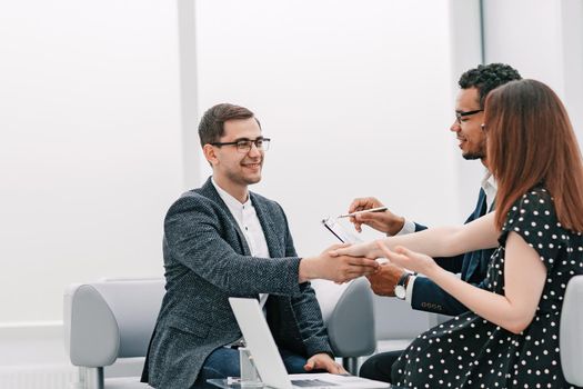 business people shaking hands after a business meeting . concept of cooperation