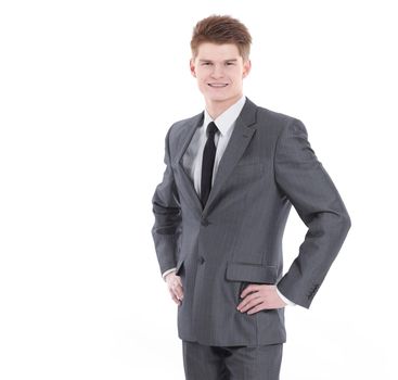 in full growth.portrait of a young professional.isolated on white