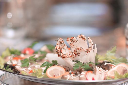 close up.the dish at the restaurant on blurred background.