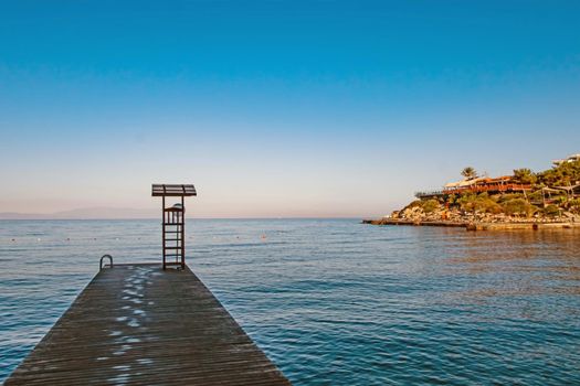 Kusadasi,Aydin,Turkey- July 20,2021.The view from Pinebay holiday village and resort in Kusadasi, in the sea and nature and summer sesason.