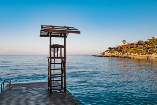 Kusadasi,Aydin,Turkey- July 20,2021.The view from Pinebay holiday village and resort in Kusadasi, in the sea and nature and summer sesason.