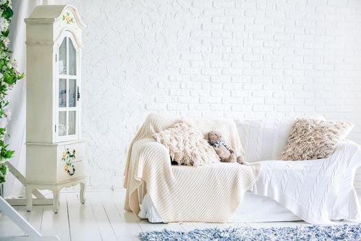 spacious and stylish living room on a holiday.photo with copy space
