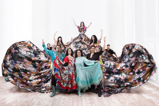 group of Gypsies speaking at a Gypsy dance show. photo with copy space